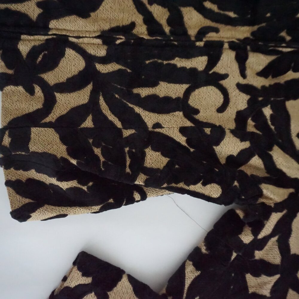 Vintage Giancarlo Ferrari Tan Black Velvet Leaf Burnout Zip Jacket Boho M - Picture 5 of 9